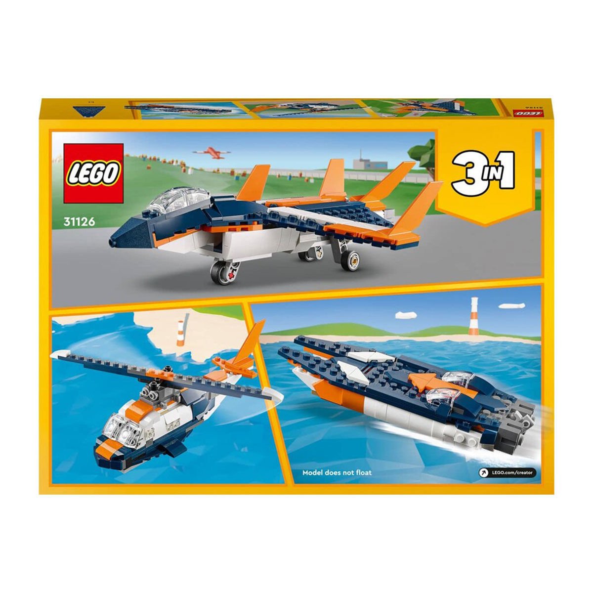 31126 Lego Creator 3in1 - Süpersonik Jet 215 parça +7 yaş