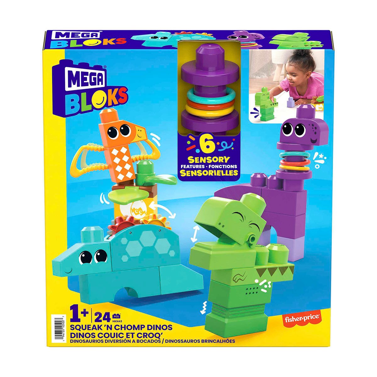 HKN43 Mega Bloks Sesli ve Hareketli Dinozorlar 24 parça +1 yaş