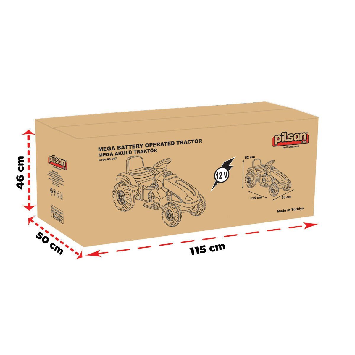 05 276 Pilsan Mega Traktör Akülü 12 Volt Kırmızı