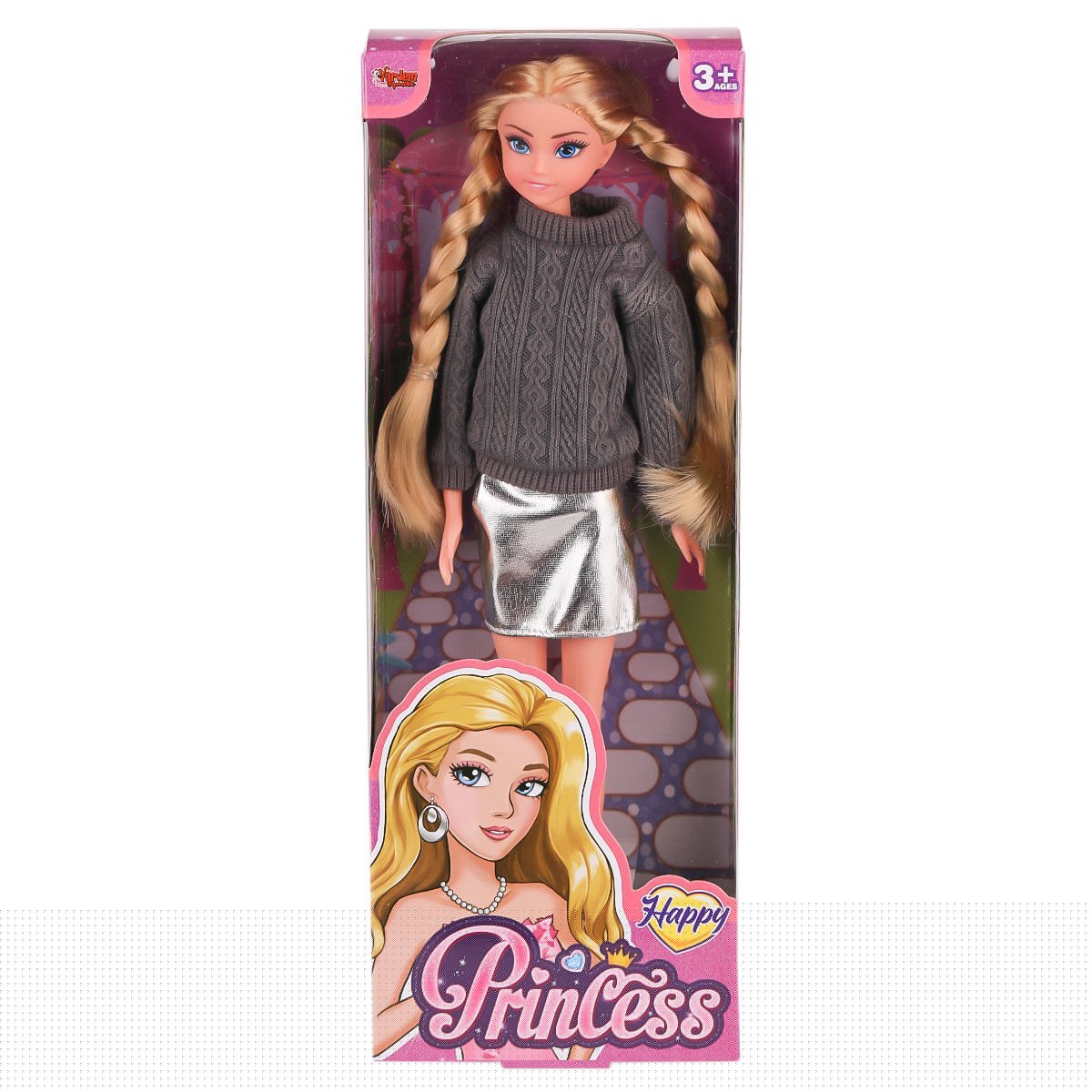 WG-115527 Kazaklı Örgü Saçlı Bebek 29 cm -Vardem Oyuncak