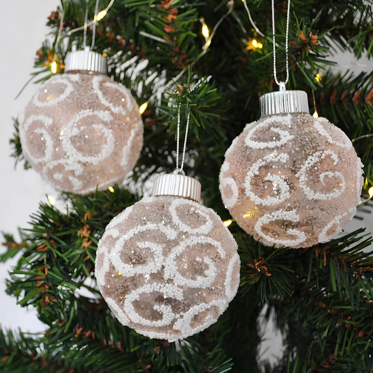 Yılbaşı Ağaç Süsleme Topu Candy 3'lü 8 cm