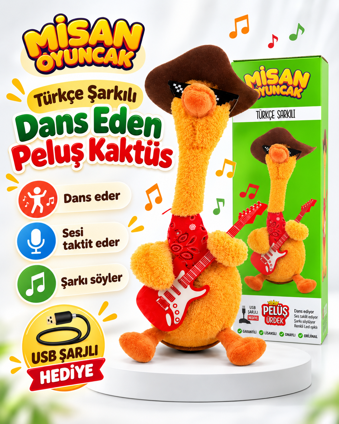100 Şarkılı Dans Eden Kaktüs ve Ördek Oyuncak – Model ve Dil Seçenekli