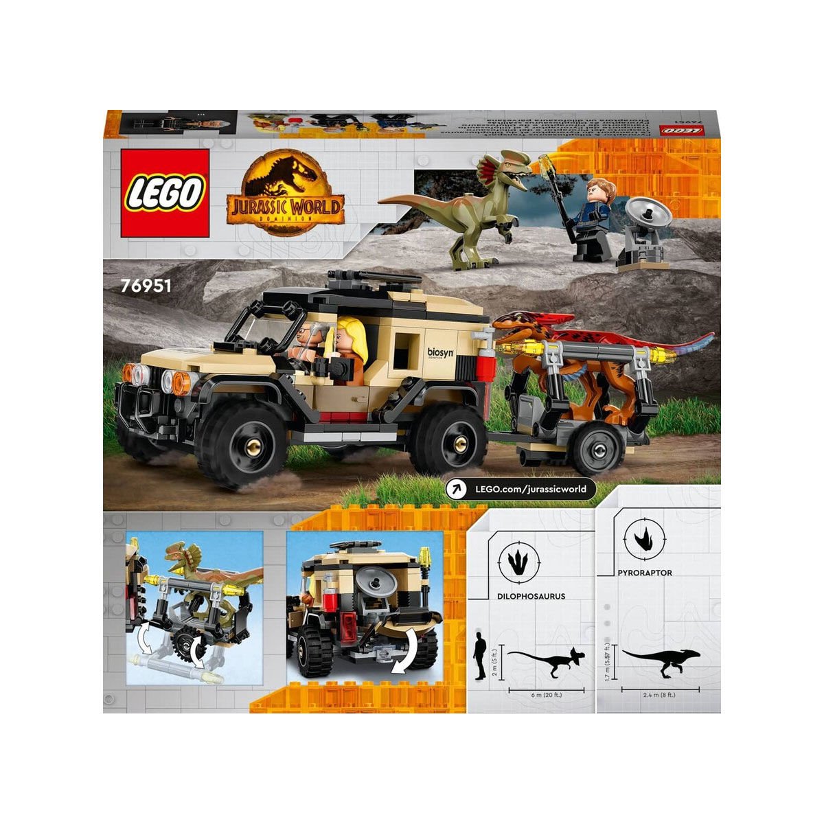76951 Lego Jurassic World Pyroraptor ve Dilophosaurus Nakliyesi 254 parça +7 yaş