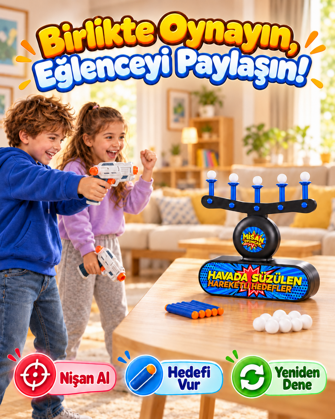 Misan Havada Süzülen Hedef Vurma Oyunu – 2  Tabancalı Sünger Dart Seti