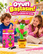 100 Yabancı Şarkılı Dans Eden Peluş Kaktüs | Ses Taklitli, Şarjlı-Kahverengi Kovboy Şapkalı & Kırmızı Bandanalı