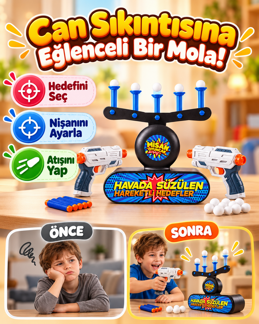 Misan Havada Süzülen Hedef Vurma Oyunu – 2  Tabancalı Sünger Dart Seti