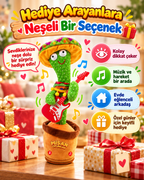 100 Şarkılı Dans Eden Kaktüs Sombrero Şapkalı Meksika Pançolu ve Gitarlı  – Model ve Dil Seçenekli (Kopya)