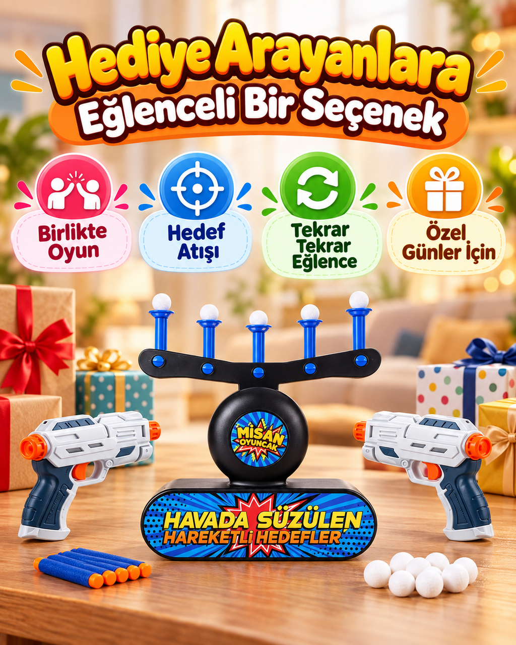 Misan Havada Süzülen Hedef Vurma Oyunu – 2  Tabancalı Sünger Dart Seti