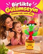 100 Yabancı Şarkılı Dans Eden Peluş Kaktüs | Ses Taklitli, Şarjlı-Kırmızı Şapkalı ve Kırmızı Atkılı