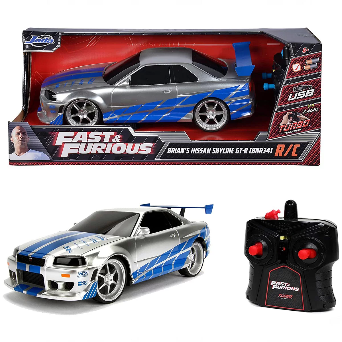 1:16 Fast & Furious Kumandalı Brian's Nissan Skyline GT-R Turbo Araba