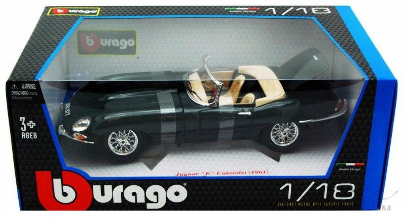 Bburago 1:18 Jaguar E Type Cabriolet 1961 Yeşil Model Araba