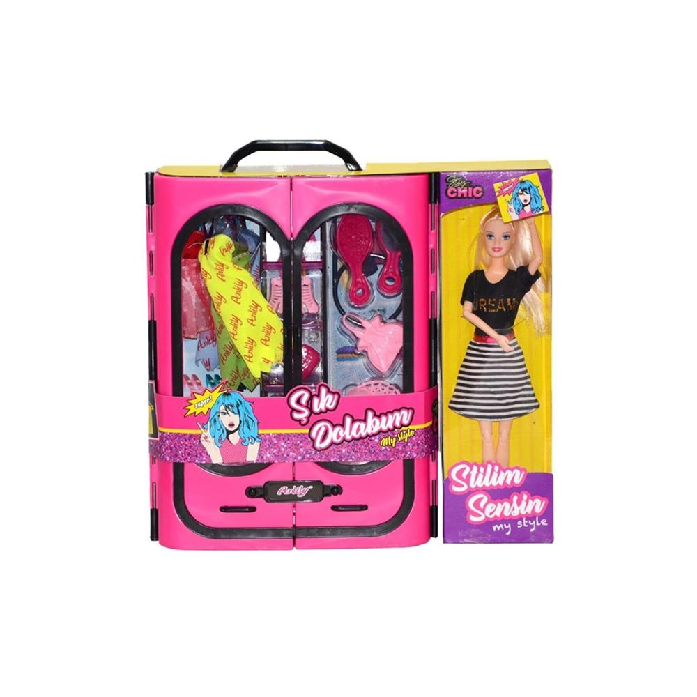 Anlily Şık Dolabım Elbise Dolabı Bebekli Aksesuar Ve Kıyafet Evcilik Oyun Seti
