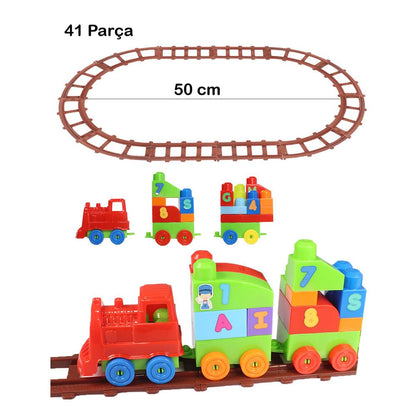 Play Blox Oyuncak Tren Seti 41 Parça Sayılar ve Alfabe Treni Parlak Renkler Mega Blok Seti 2403