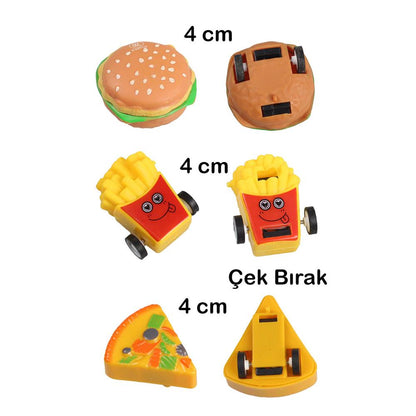 Fast Food Burger Pizza 72 Adet Mini Figür Çek Bırak Araçlar 1 adet fiyatıdır