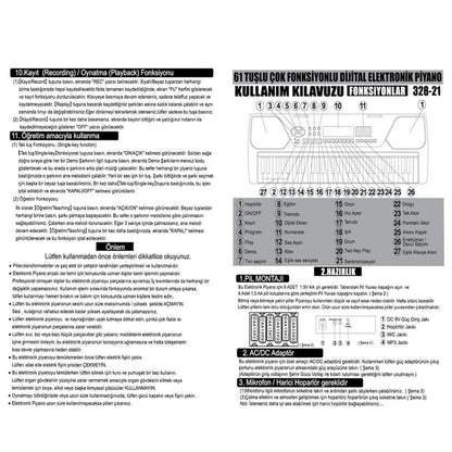 TFL-328-21 VLEKTRO 61 TUŞ IŞIKLI BÜYÜK PİYANO -VRD