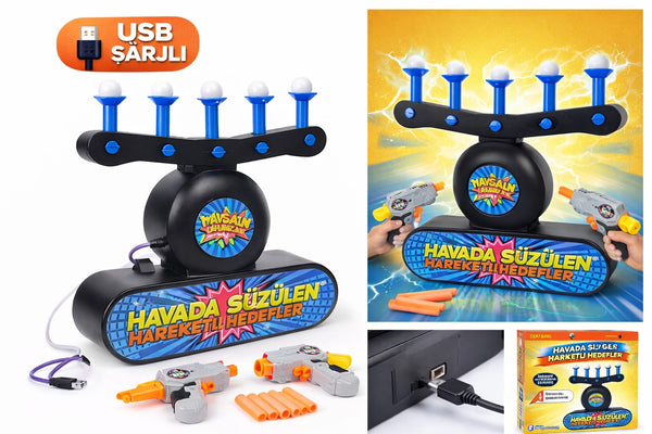 Havada Süzülen Hareketli Hedef Oyunu Nişan Seti 4 Tabancalı