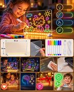 LED Işıklı Yazı Tahtası – 7 Renkli USB'li Silinebilir Neon Çizim ve Not Panosu