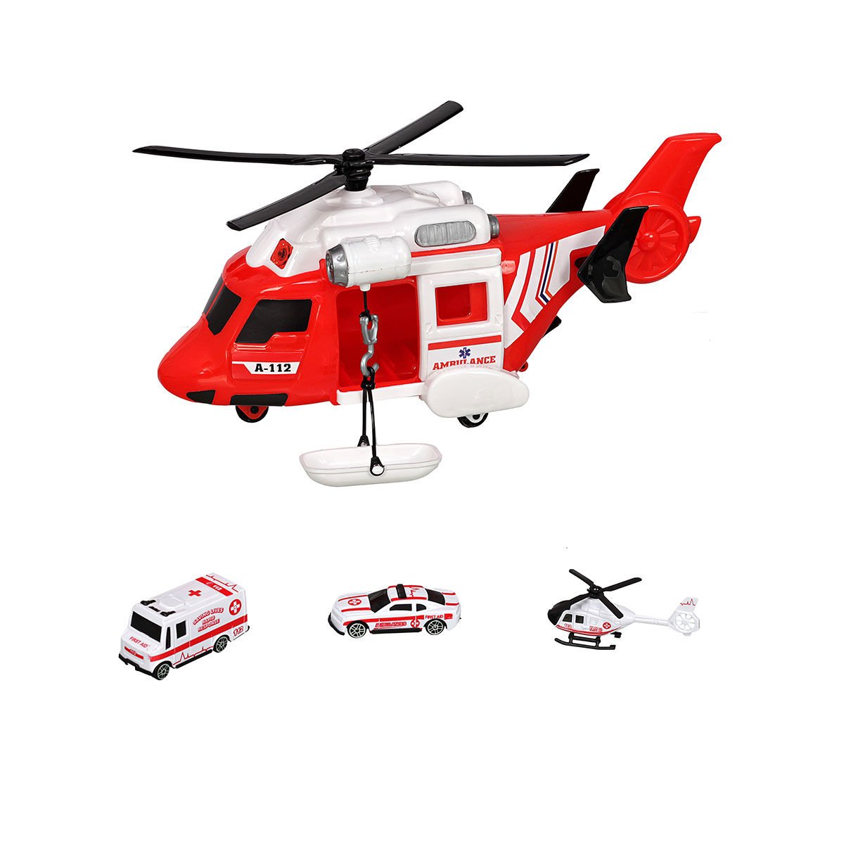 ERN-2004 HEROES TOYS HELİKOPTER AMBULANS SETİ ARABALI