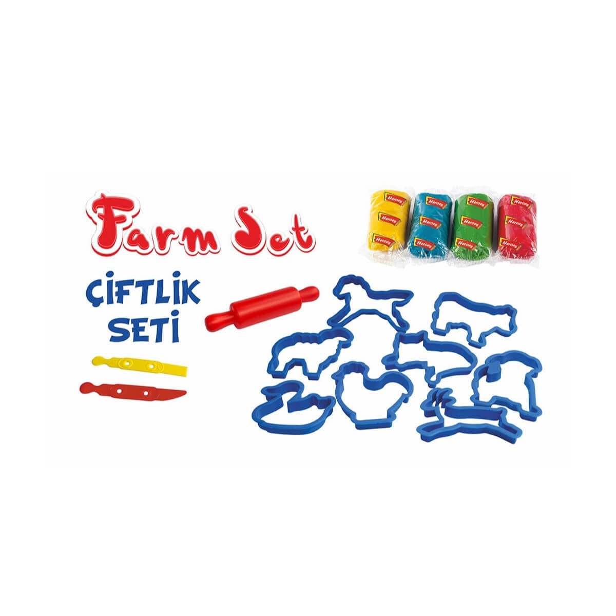 ERN-588 HEROES ORTA KUTULU ÇİFTLİK OYUN HAMURU SETİ