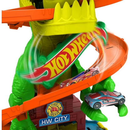Hot Wheels T-Rex ve İtfaiye İstasyonu Oyun Seti