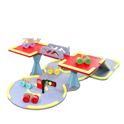 1021 Ahşap Otopark Seti - Lulubere Oyuncak