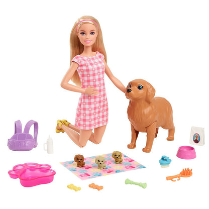 HCK75 Barbie ve Yeni Doğan Köpekler Oyun Seti, Barbie ve Hayvanları