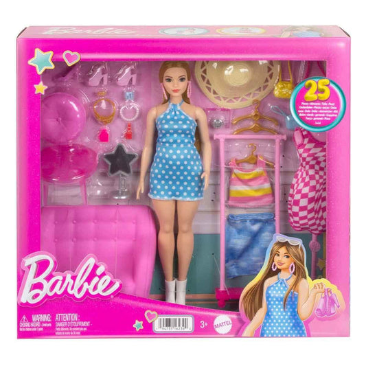 HPL78 Barbie'nin Kıyafet ve Aksesuar Askısı Oyun Seti
