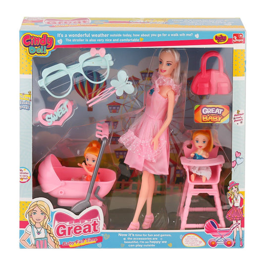 02456 Cindy Doll Pusetli Mama Sandalyeli Bebek -Oydaş Oyuncak