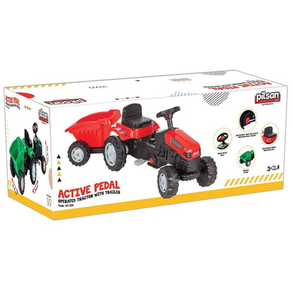 07 316 Active Römorklu Traktör Pedallı Yeşil -Pilsan Oyuncak