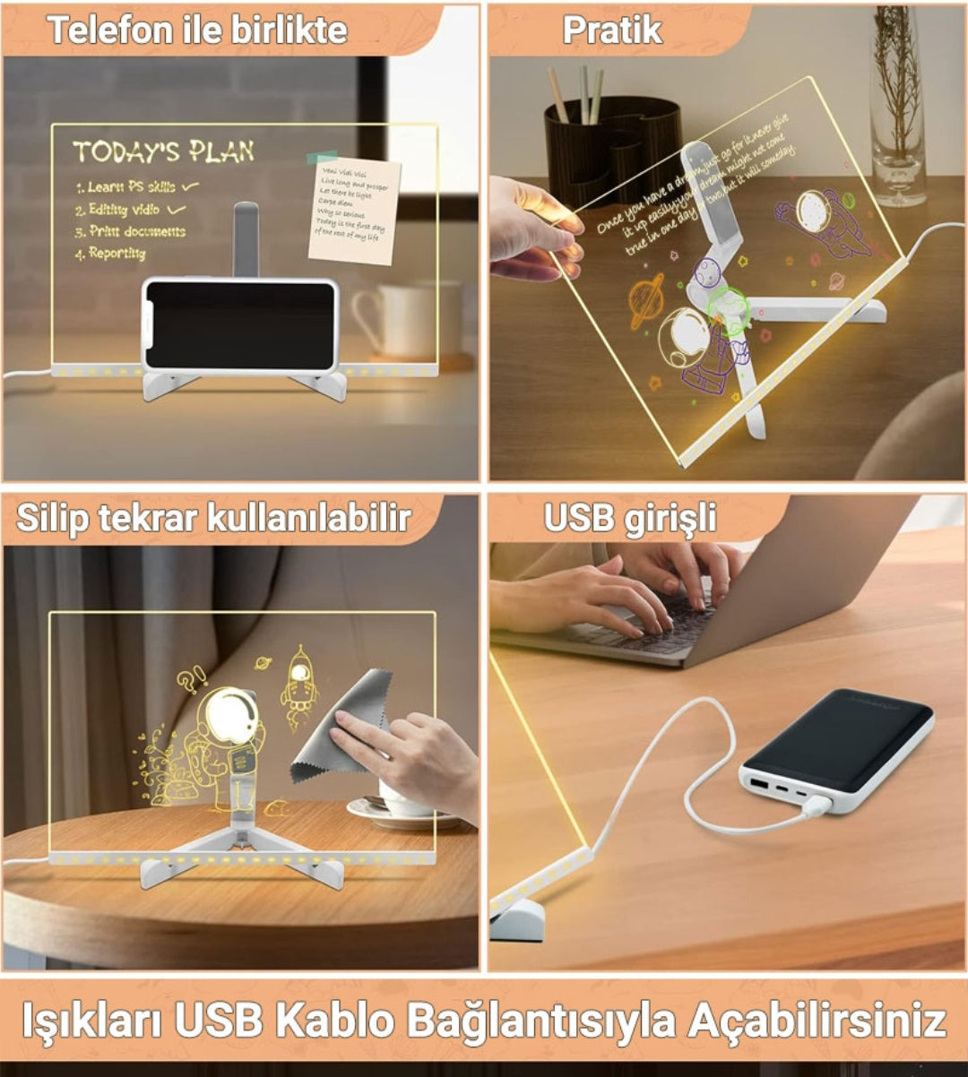 🎨  Sihirli  Led Işıklı Çizim Panosu