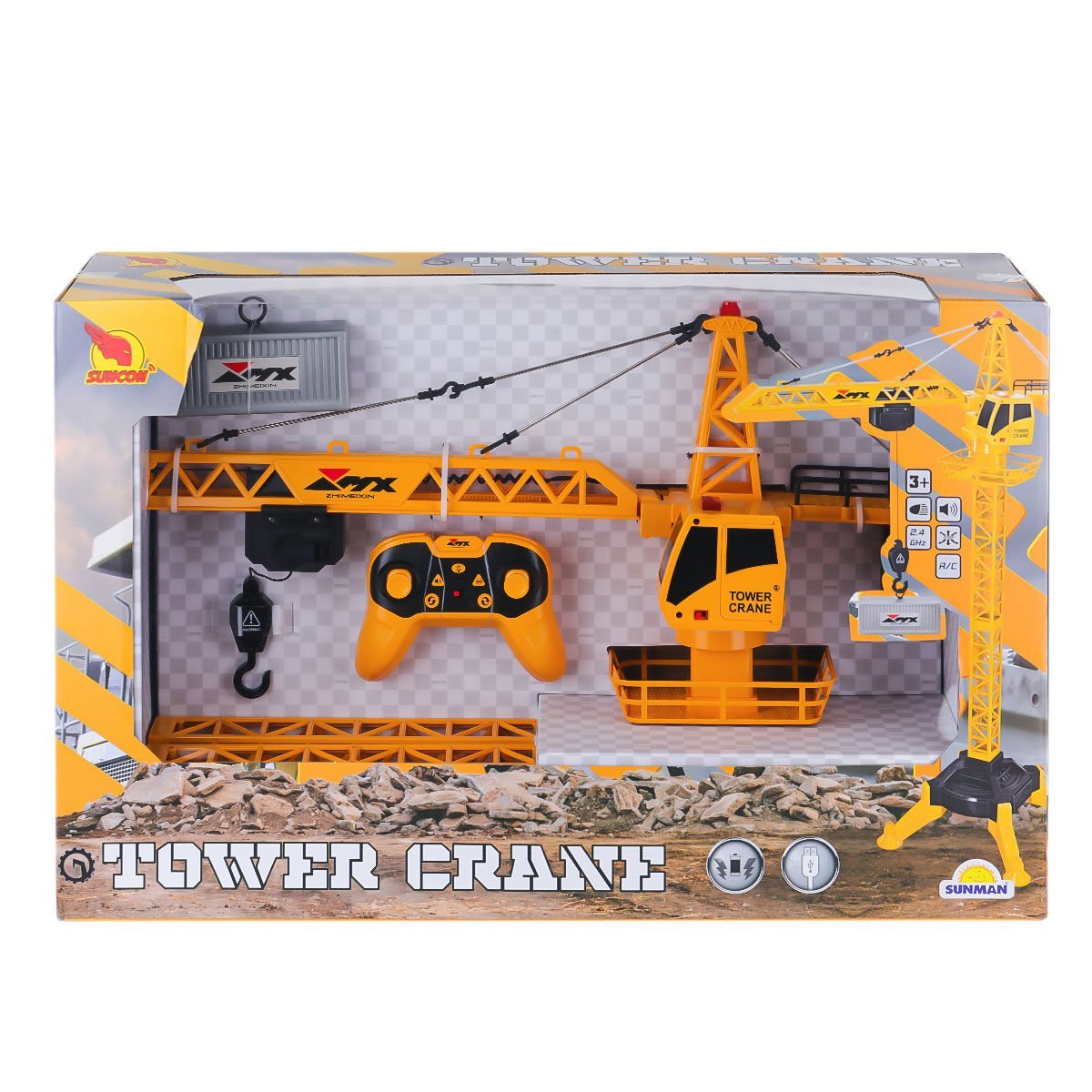 4495 Kumandalı Sesli ve Işıklı İnşaat Vinç  -Sunman