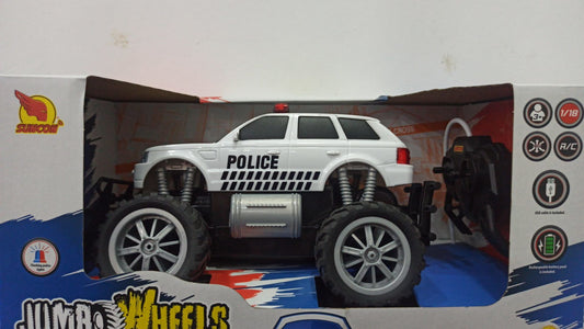 80022  Uzaktan Kumandalı Jumbo Wheels Usb Şarjlı Işıklı Polis Arabası 1:18