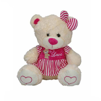 8334 Oturan Çizgili Elbiseli Peluş Ayı 40 cm -Sunman