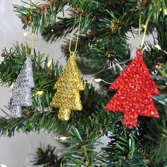 Simli Çam Ağacı Yılbaşı Süsü 3lü