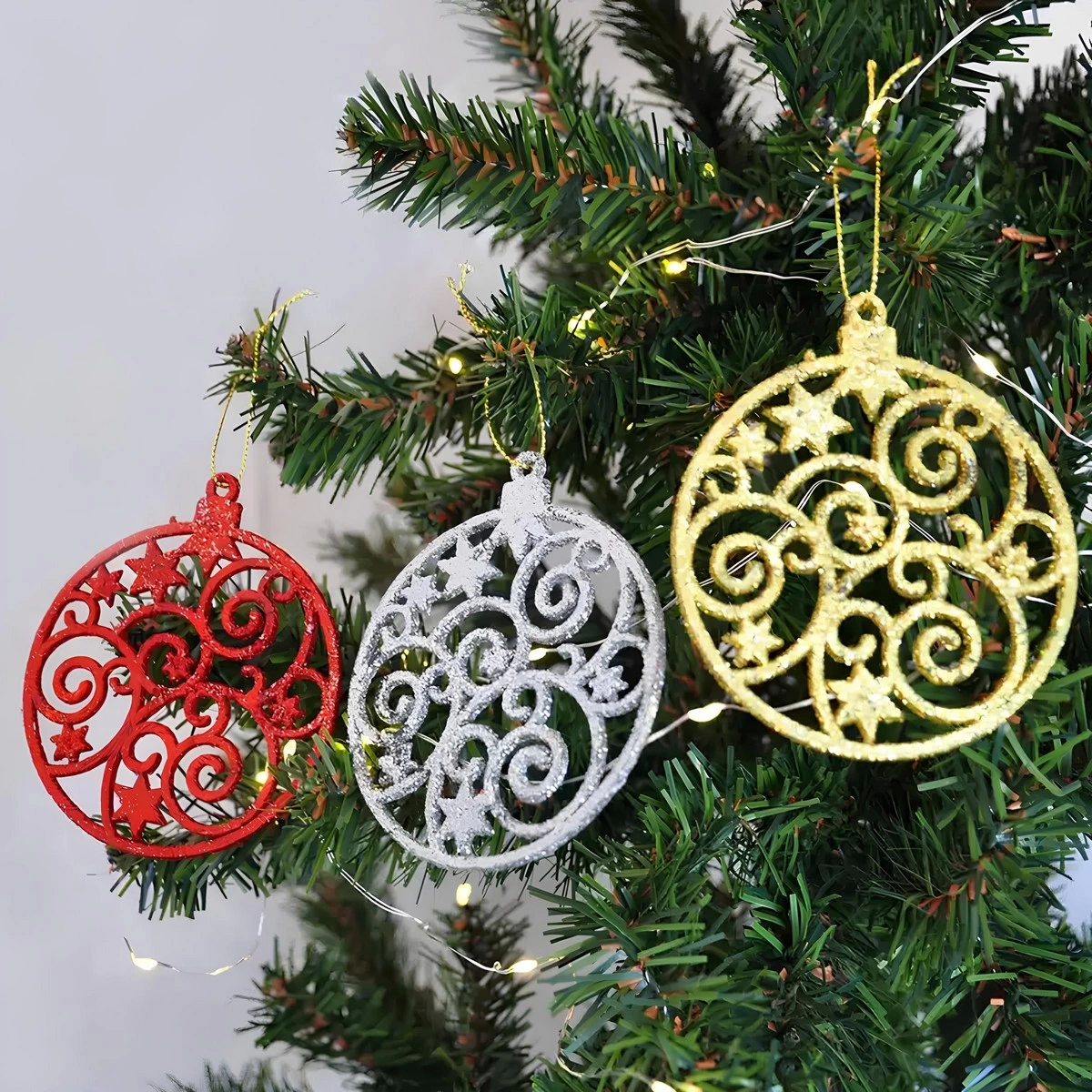 Simli Yılbaşı Ağaç Süsü 3'lü