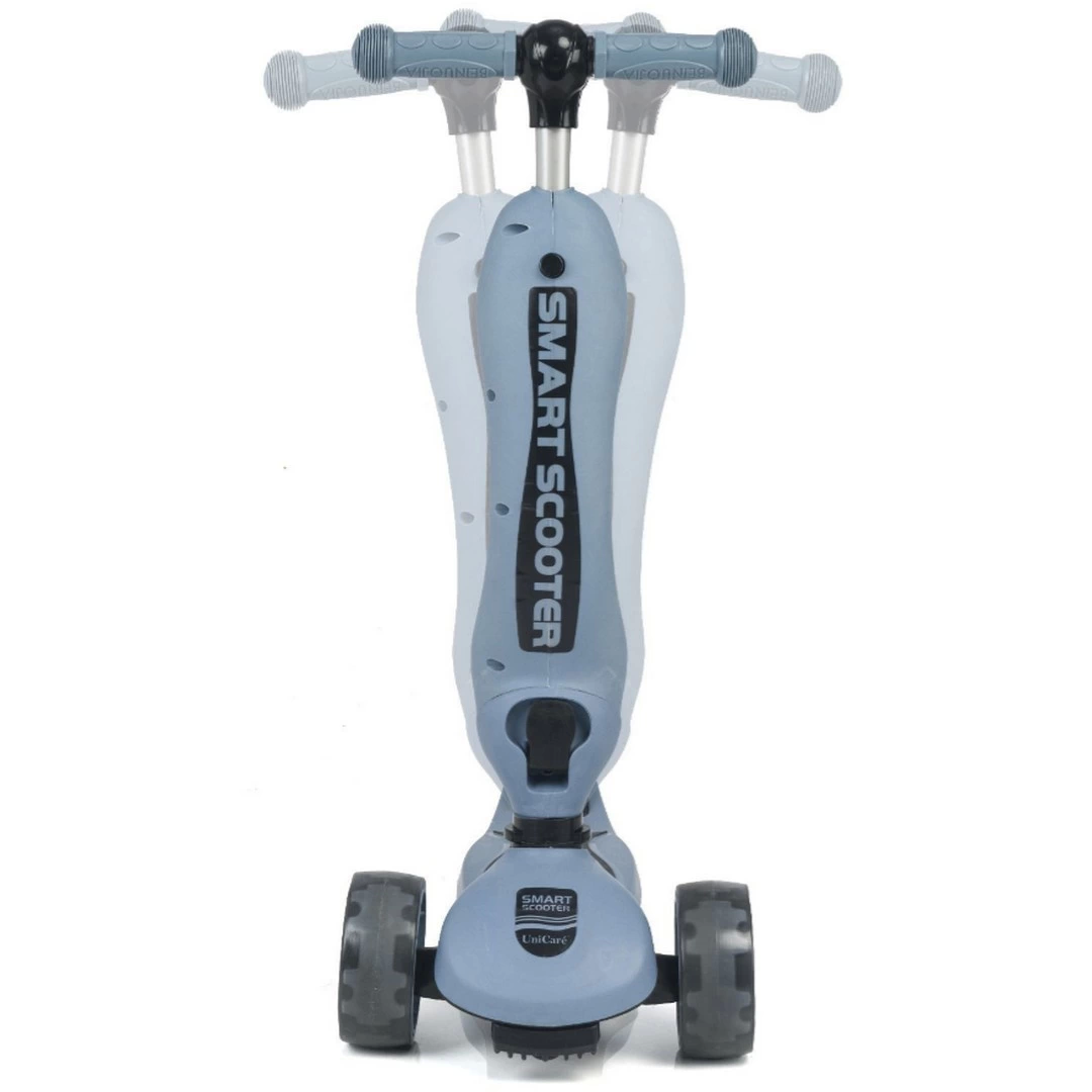 Smart Oturaklı 3 Tekerlekli Işıklı Scooter Bebe Askeri Mavi