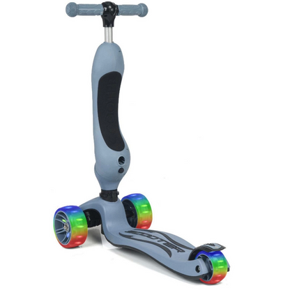 Smart Oturaklı 3 Tekerlekli Işıklı Scooter Bebe Askeri Mavi