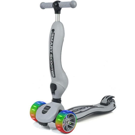 Smart Oturaklı 3 Tekerlekli Işıklı Scooter Bebe Gri