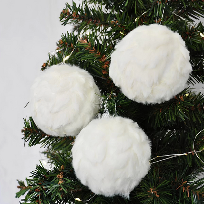 Yılbaşı Ağaç Süsleme Topu Peluş 3'lü Pvc Kutu 8 cm